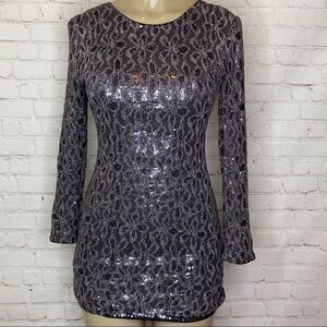 MM Couture Long Sleeve Sequin Dress